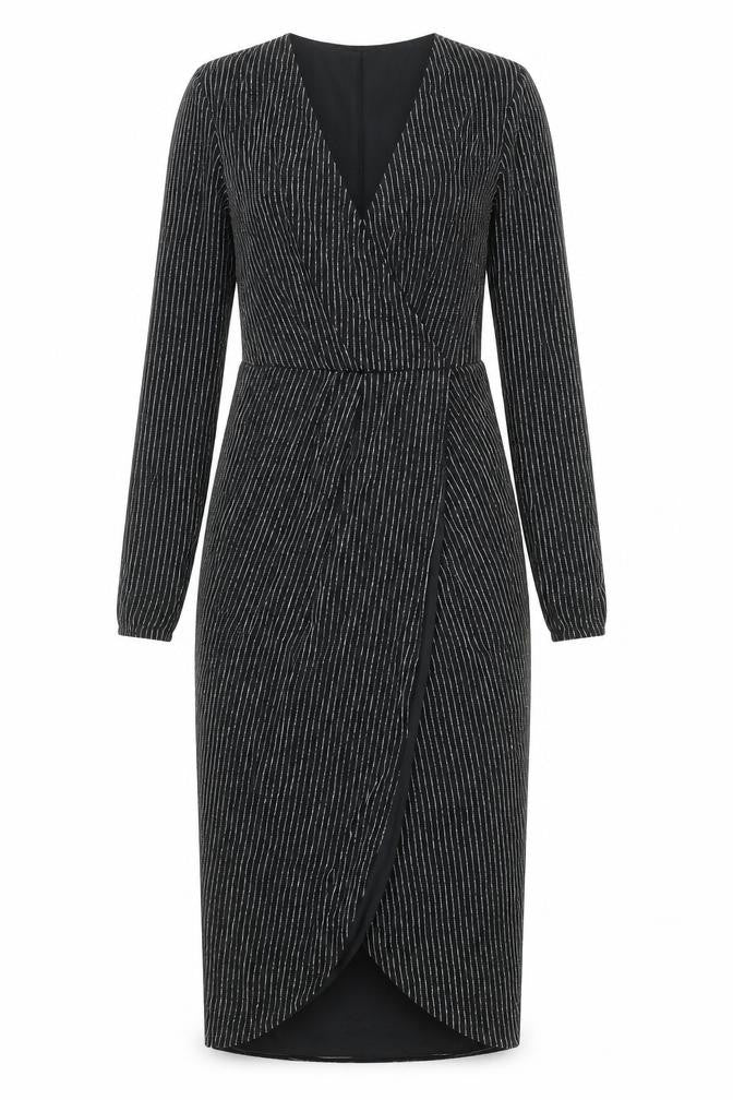 Lipsy Womens Black Striped Polyester A-Line Size 8 V-Neck Pullover