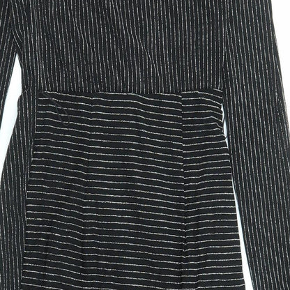 Lipsy Womens Black Striped Polyester A-Line Size 8 V-Neck Pullover