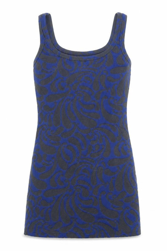 Thrills Womens Grey Geometric Polyester Basic Tank Size 10 Scoop Neck - Longline