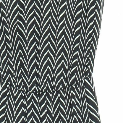 NEXT Womens Black Geometric Polyester A-Line Size 6 Round Neck Pullover