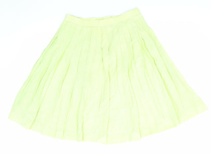 Kuhn Womens Yellow Suede Pleated Skirt Size 10 Zip