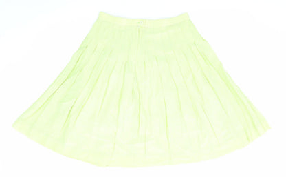 Kuhn Womens Yellow Suede Pleated Skirt Size 10 Zip