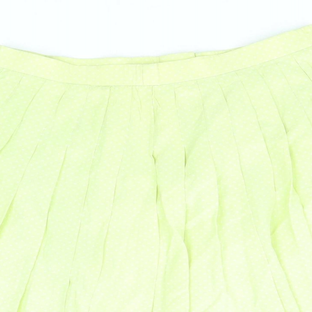 Kuhn Womens Yellow Suede Pleated Skirt Size 10 Zip