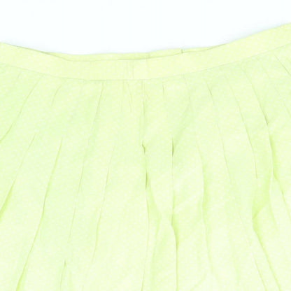 Kuhn Womens Yellow Suede Pleated Skirt Size 10 Zip