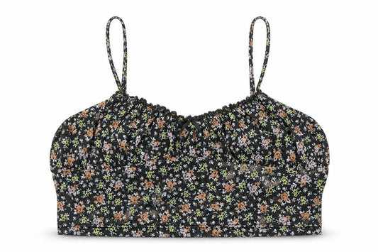 Front view of ASOS women’s multicoloured floral polyester cropped tank, size UK 8, v-neck