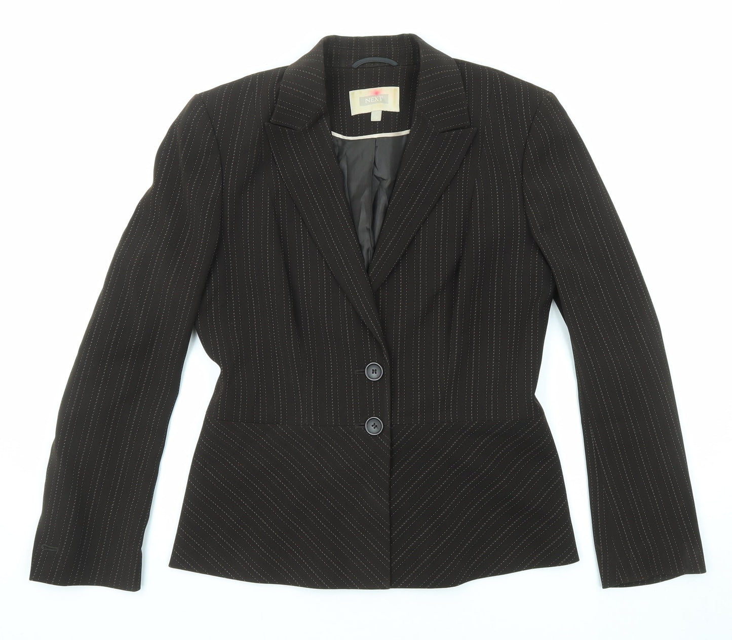 NEXT Womens Brown Striped Polyester Jacket Blazer Size 12