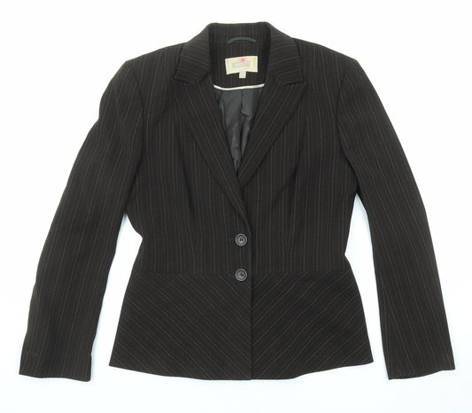 NEXT Womens Brown Striped Polyester Jacket Blazer Size 12