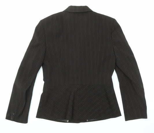 NEXT Womens Brown Striped Polyester Jacket Blazer Size 12
