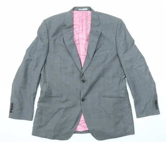 Aspen & Court Mens Grey Wool Jacket Suit Jacket Size 44 Regular