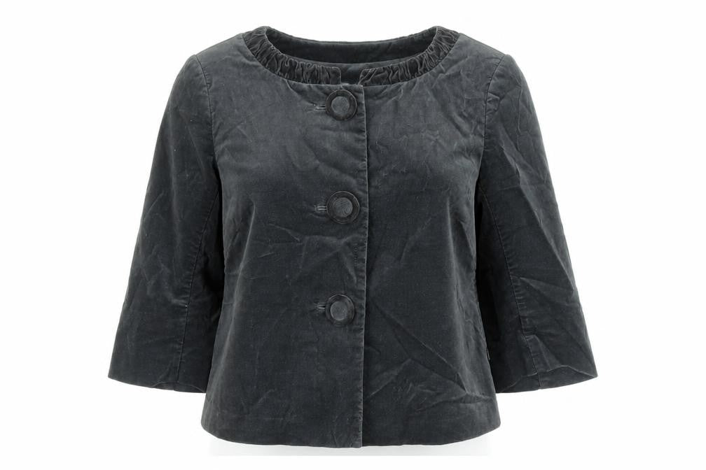 Front view of Vackpot women’s grey jacket, size UK 8, button
