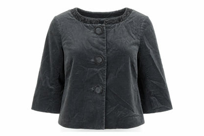 Front view of Vackpot women’s grey jacket, size UK 8, button