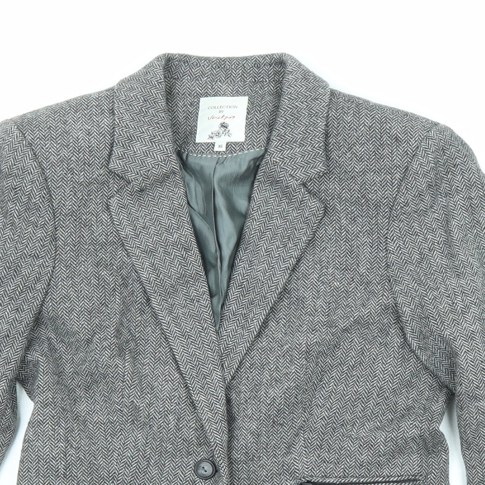 Vackrox Womens Grey Wool Jacket Blazer Size 8