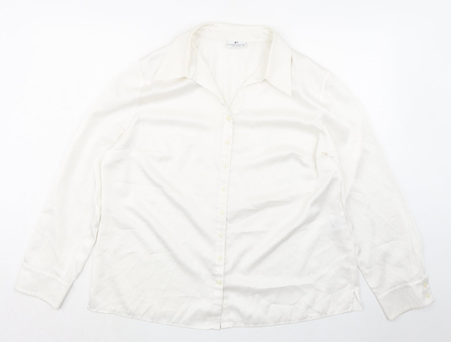 Frankenwalder Womens Ivory Polyester Basic Button-Up Size 18 Collared