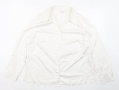 Frankenwalder Womens Ivory Polyester Basic Button-Up Size 18 Collared
