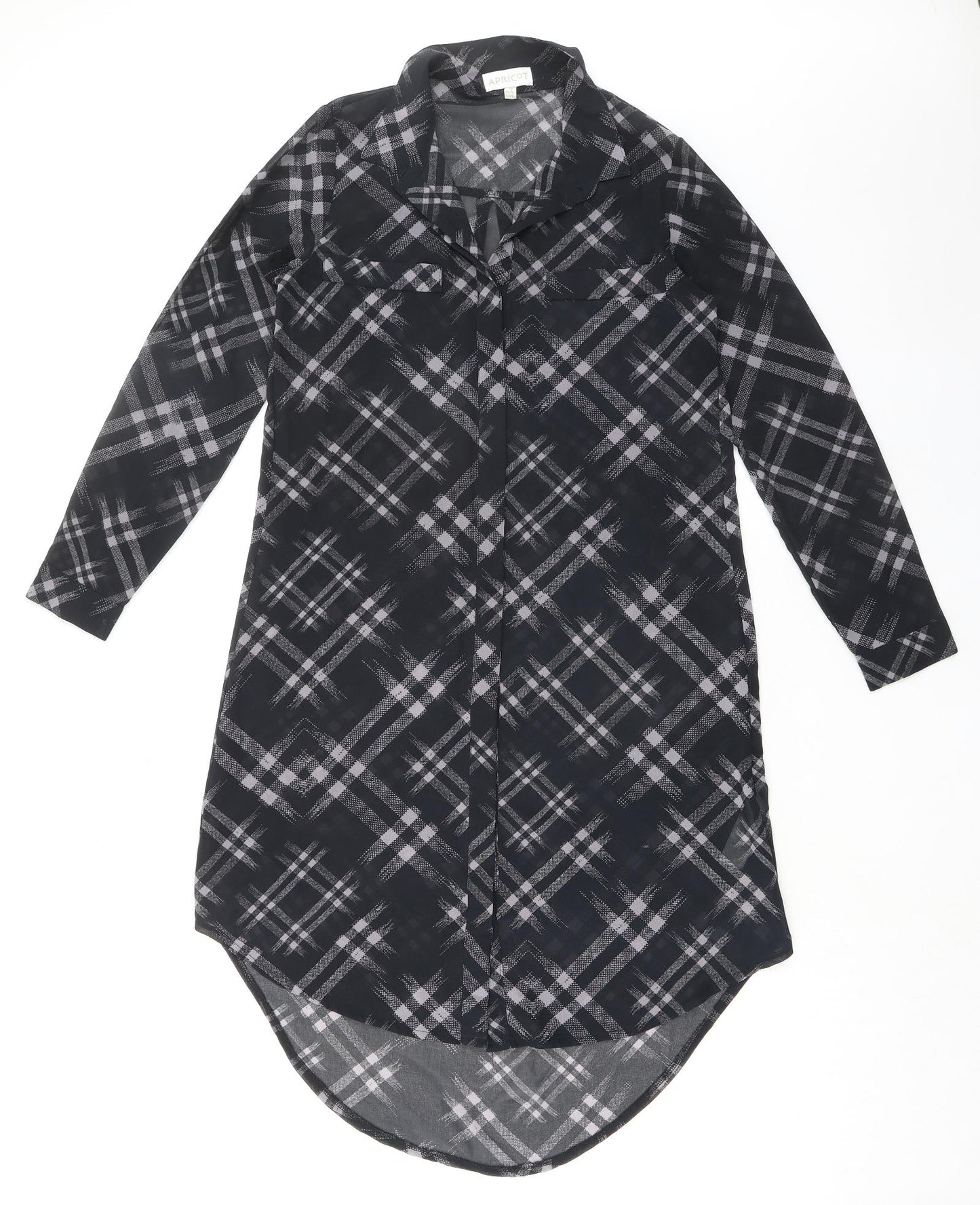 Womens UK Size 8 Apricot Black Tunic Button-Up