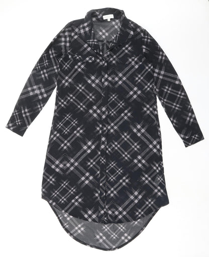Womens UK Size 8 Apricot Black Tunic Button-Up