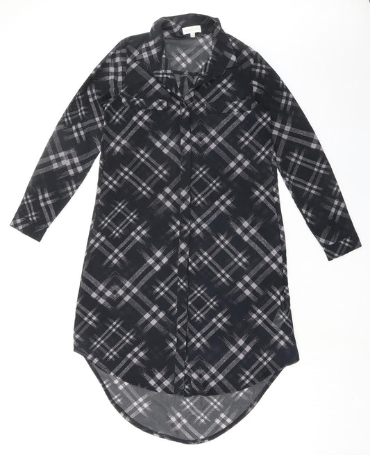 Womens UK Size 8 Apricot Black Tunic Button-Up