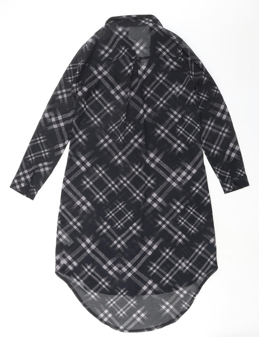 Womens UK Size 8 Apricot Black Tunic Button-Up