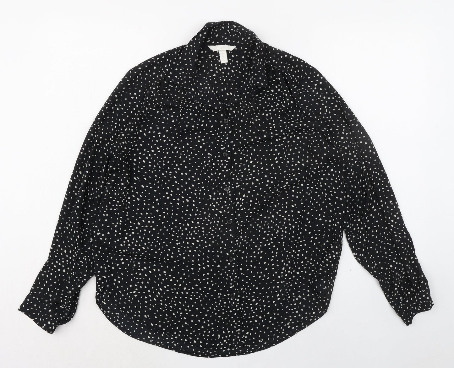 Womens UK Size S H&M Black Basic Button-Up