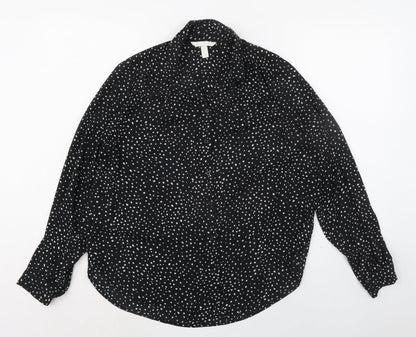 Womens UK Size S H&M Black Basic Button-Up