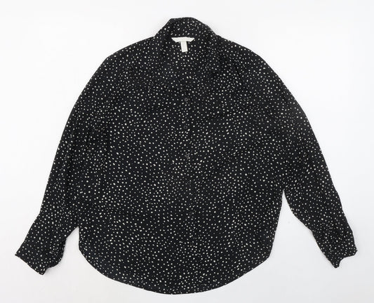 Womens UK Size S H&M Black Basic Button-Up