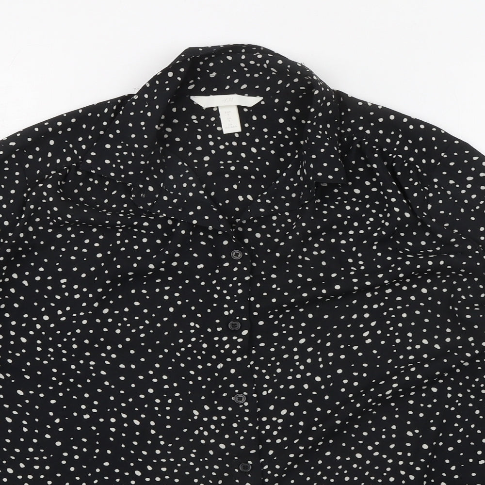 Womens UK Size S H&M Black Basic Button-Up