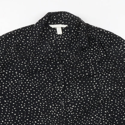 Womens UK Size S H&M Black Basic Button-Up