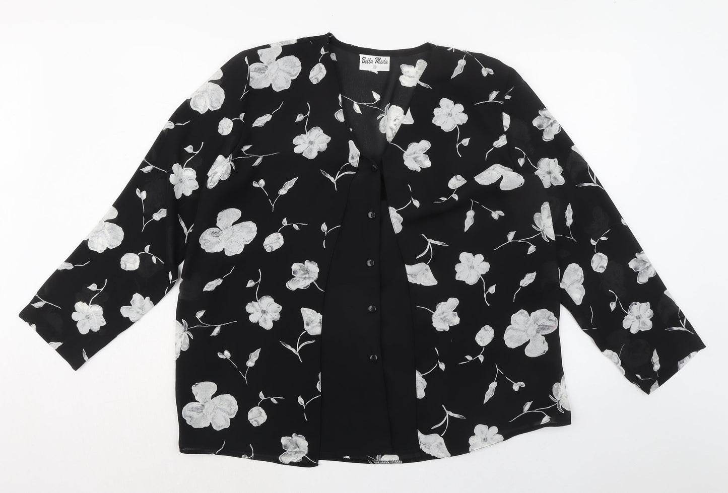 Womens UK Size 18 Bella Moda Black Basic Blouse
