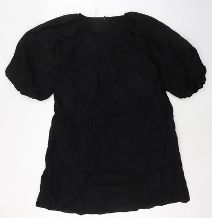 Marks and Spencer Womens Black Polyester A-Line Size 12 Round Neck Pullover