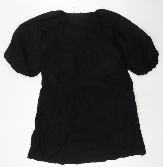 Marks and Spencer Womens Black Polyester A-Line Size 12 Round Neck Pullover
