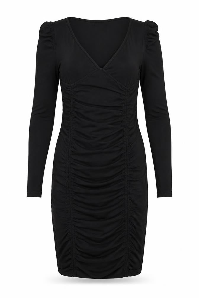 Naanaa Womens Black Polyester Bodycon Size 10 V-Neck Zip
