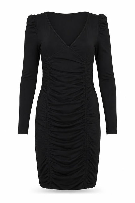 Naanaa Womens Black Polyester Bodycon Size 10 V-Neck Zip