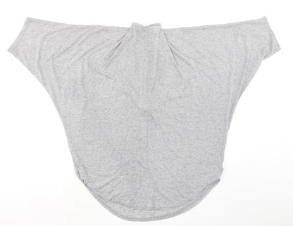 VouleyVous Womens Grey Cotton Tunic Blouse Size S Mock Neck