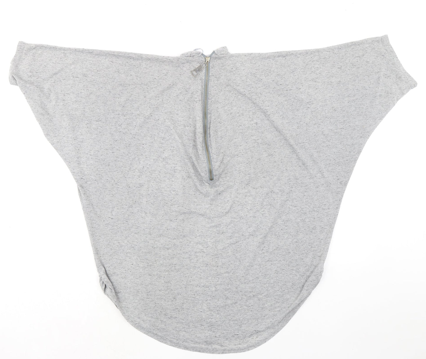 VouleyVous Womens Grey Cotton Tunic Blouse Size S Mock Neck