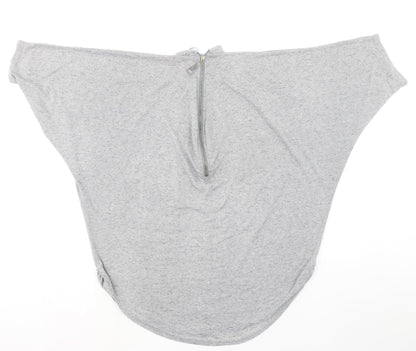 VouleyVous Womens Grey Cotton Tunic Blouse Size S Mock Neck
