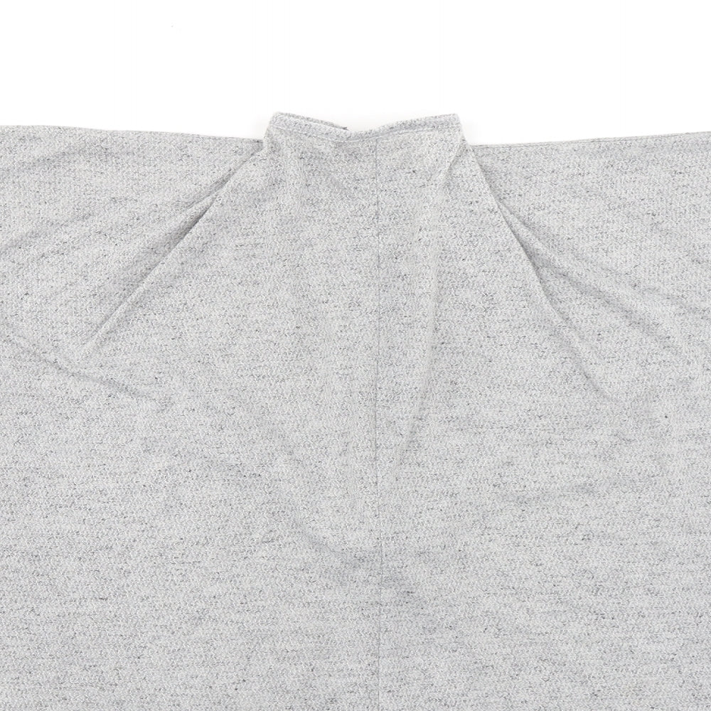 VouleyVous Womens Grey Cotton Tunic Blouse Size S Mock Neck