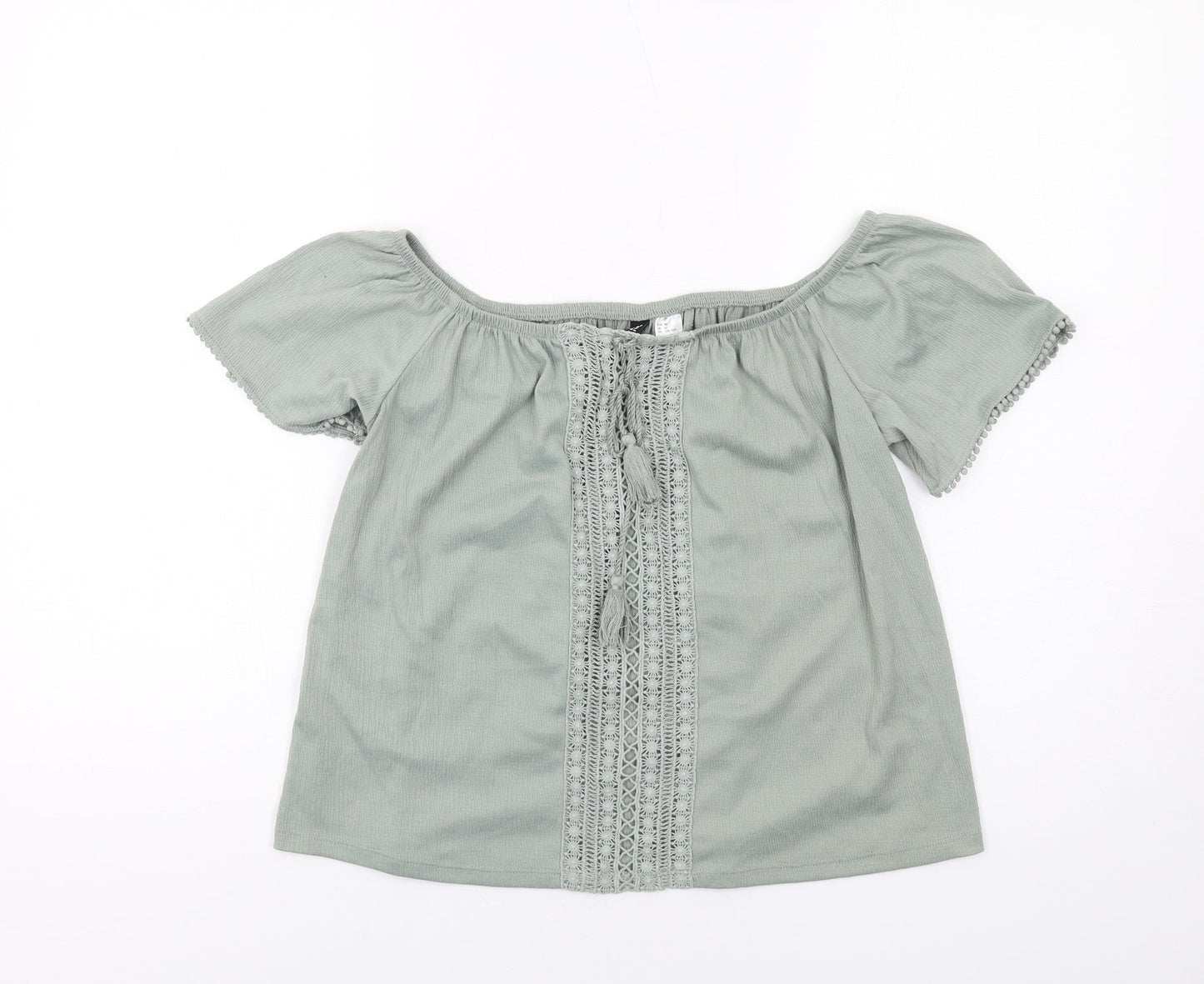 Womens UK Size M H&M Green Basic Blouse