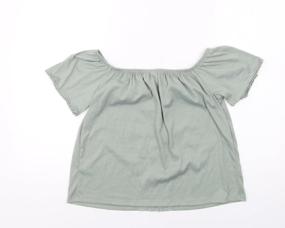 Womens UK Size M H&M Green Basic Blouse