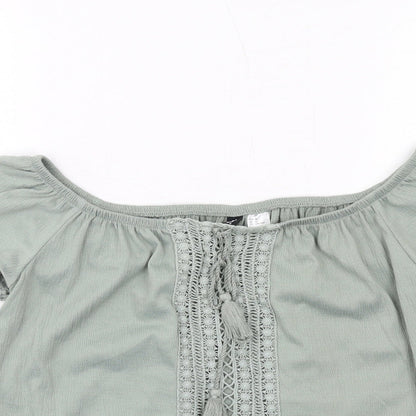 Womens UK Size M H&M Green Basic Blouse