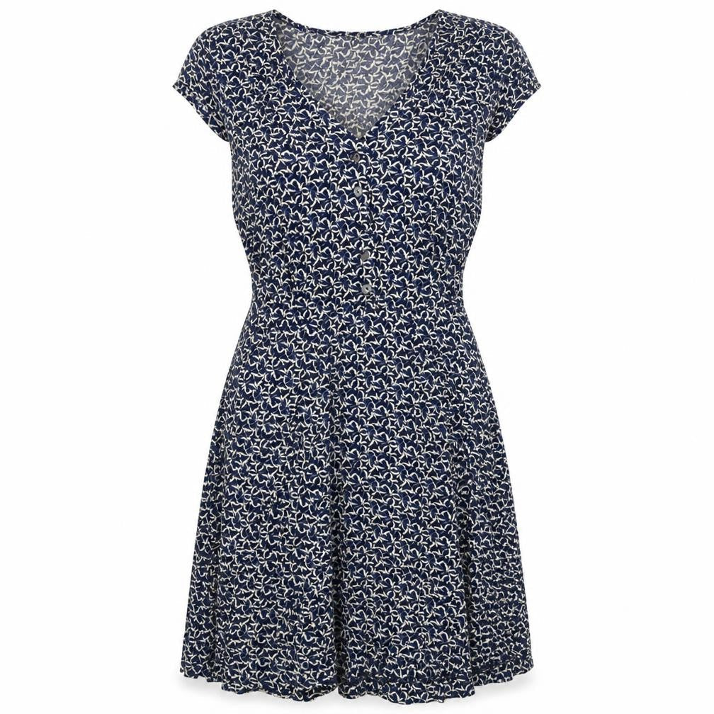 Louche Womens Blue Geometric Viscose Trapeze & Swing Size 12 V-Neck Zip