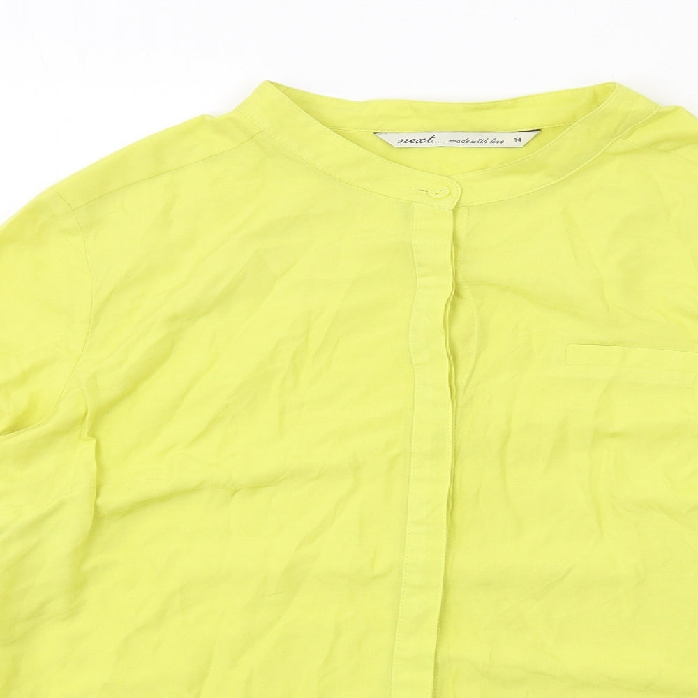 Womens UK Size 14 NEXT Yellow Basic Button-Up