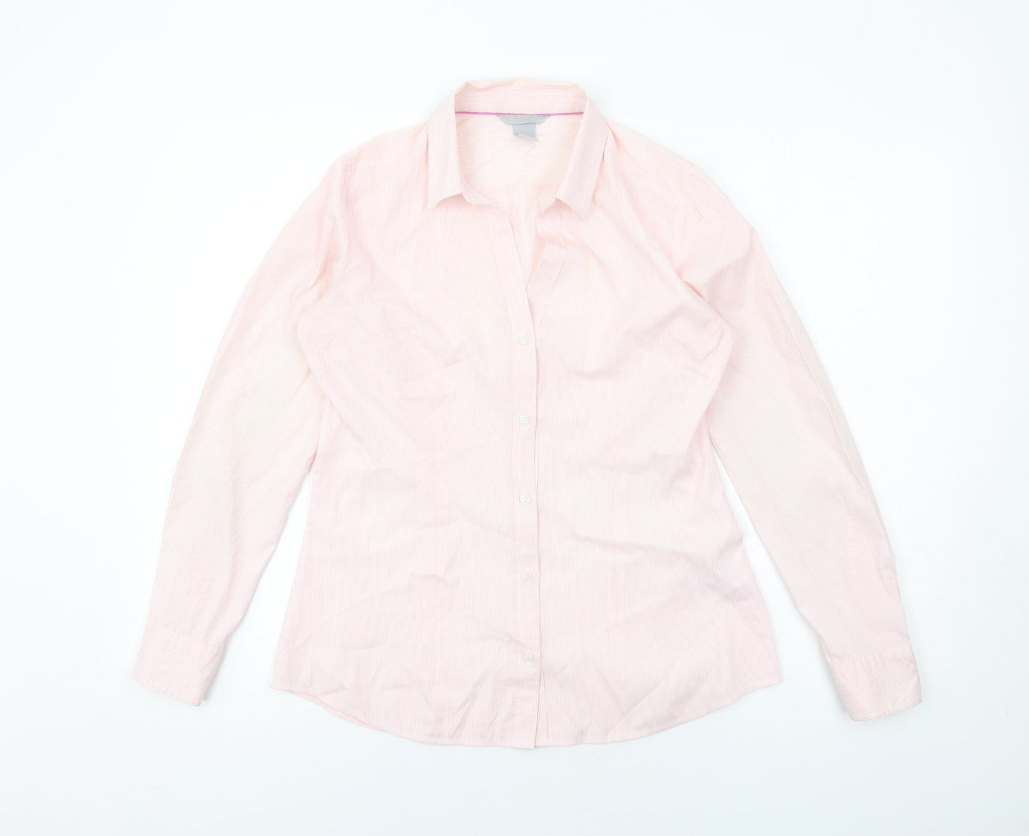 Womens UK Size 10 H&M Pink Basic Button-Up