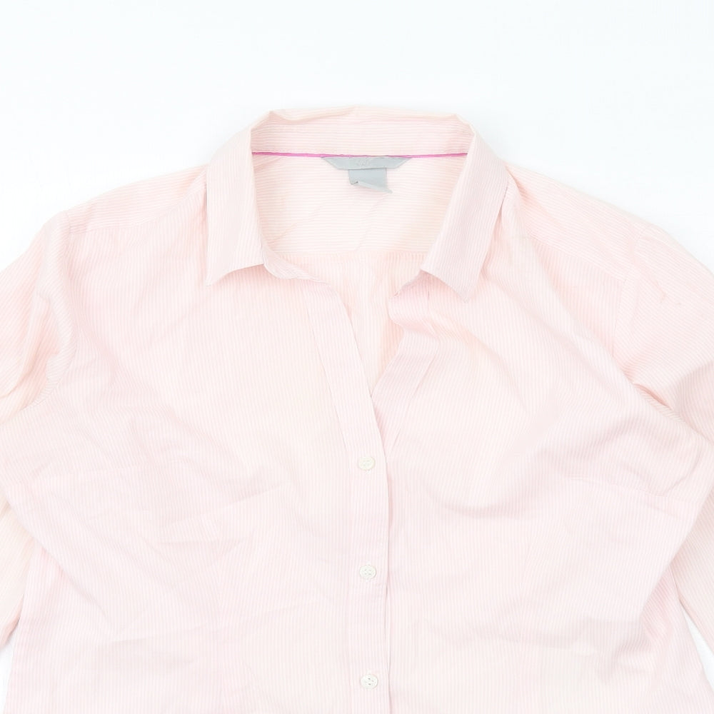 Womens UK Size 10 H&M Pink Basic Button-Up