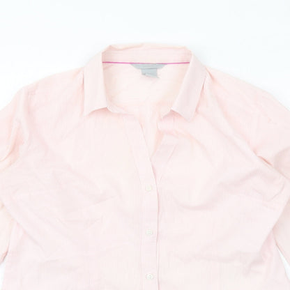 Womens UK Size 10 H&M Pink Basic Button-Up