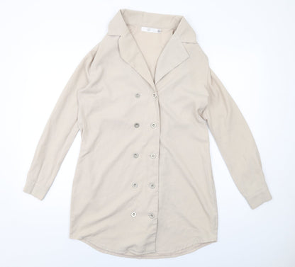 Missguided Womens Beige Polyester Jacket Dress Size 6 Collared Button