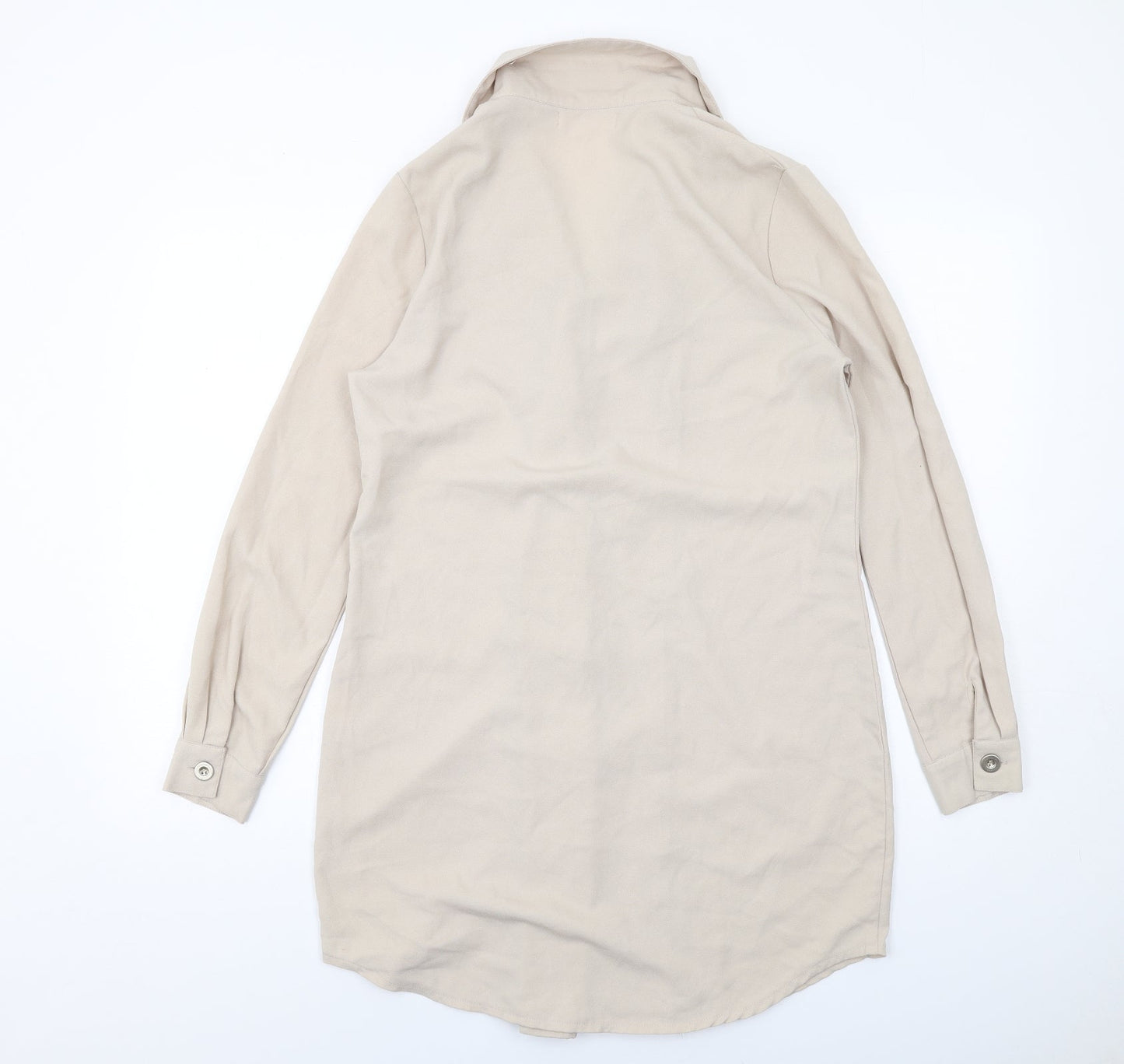 Missguided Womens Beige Polyester Jacket Dress Size 6 Collared Button