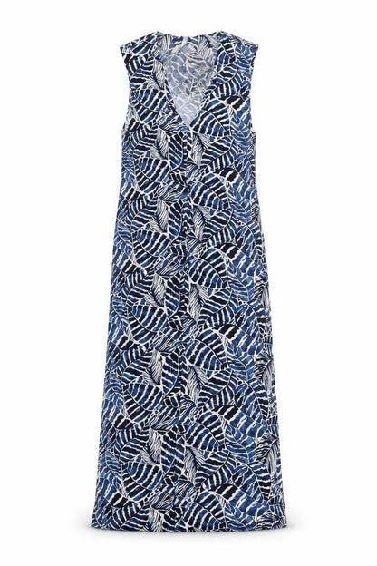 H&M Womens Blue Geometric Viscose A-Line Size 10 V-Neck Pullover