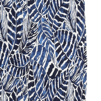 H&M Womens Blue Geometric Viscose A-Line Size 10 V-Neck Pullover