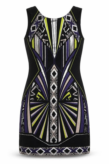 River Island Womens Multicoloured Geometric Cotton Shift Size 12 Round Neck Pullover