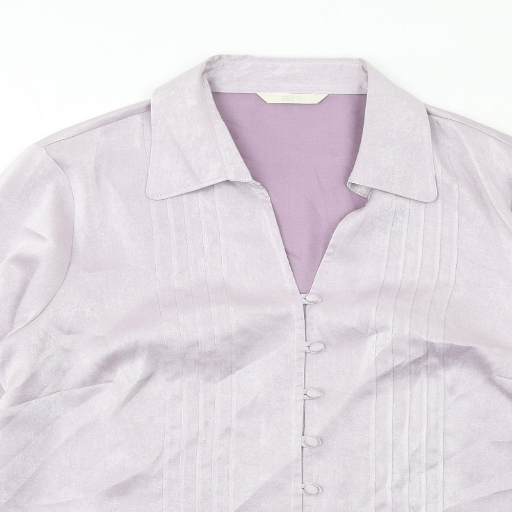 Womens UK Size 16 Marks and Spencer Purple Basic Button-Up